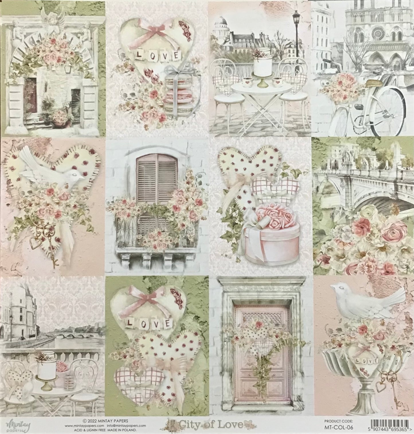 City of Love - 1x Double sided sheet - 30.5x30.5cm