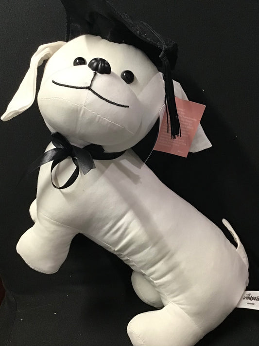 Graduation Signature Calico Dog White with Pen - 30cmx25cm
