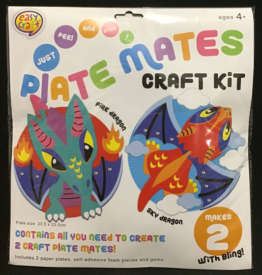Plate Mates Craft Kit - Just Peel and Stick - Dragon Theme - Makes 2