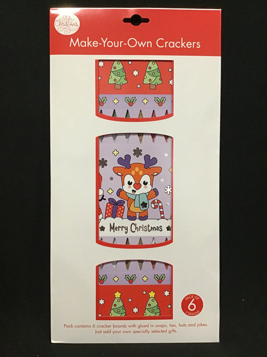 Christmas DIY Cracker Bon Bons - Reindeer/Gift/Trees Theme  - 6 per pk