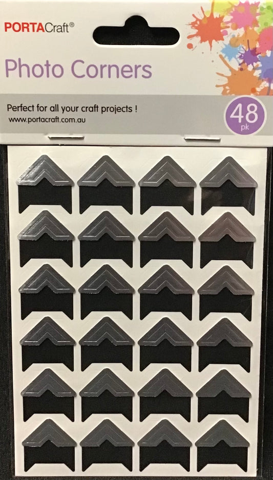 Porta Craft - Photo Corners Black/Silver - 48pk