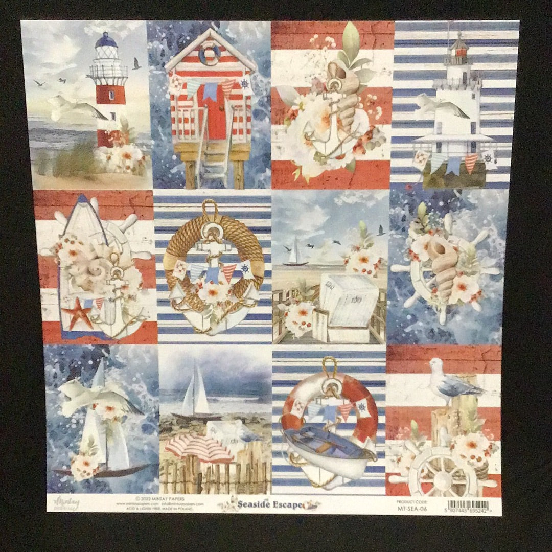 Seaside Escape - 1x Double sided sheet - 30.5x30.5cm