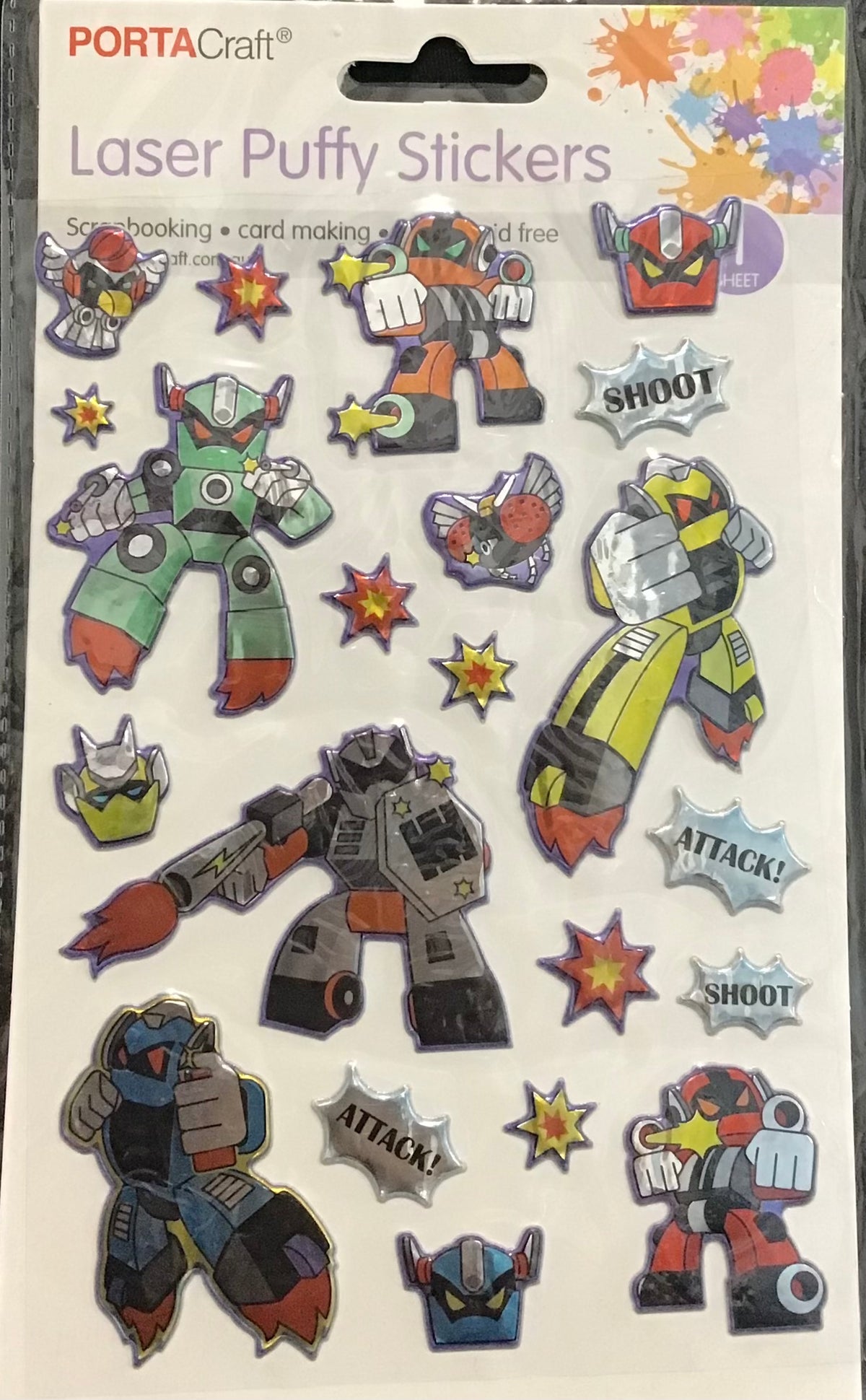 Puffy Stickers - Robots - 21pcs