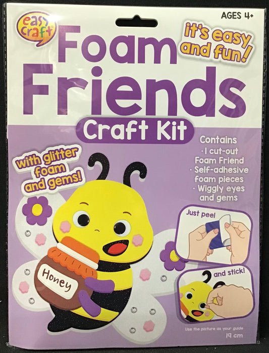 Foam Friends Kit Bee with Honey Pot - Peel and Stick - Makes 4