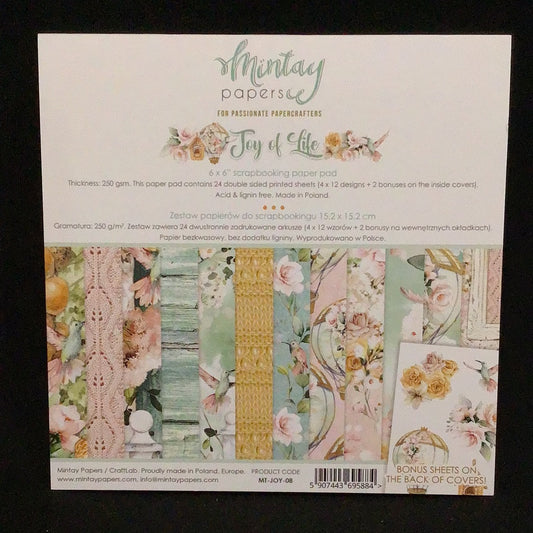 Joy of Life Paper Pad - 24x Double sided sheets - 15.2x15.2cm