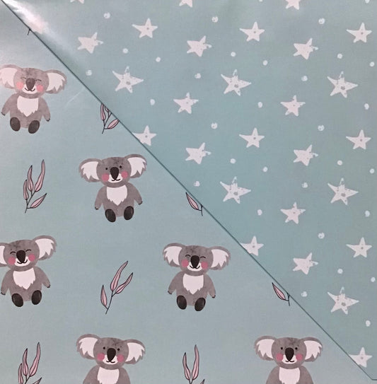 Koala Collection Wrap D/S - 2x Blue Koalas/Stars on Blue - 69x49cm