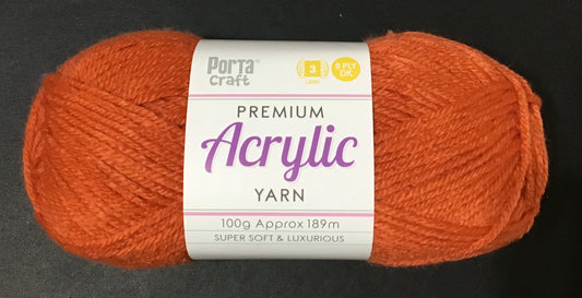Porta Craft Yarn - 8 Ply - Pumpkin - 100g - Acrylic
