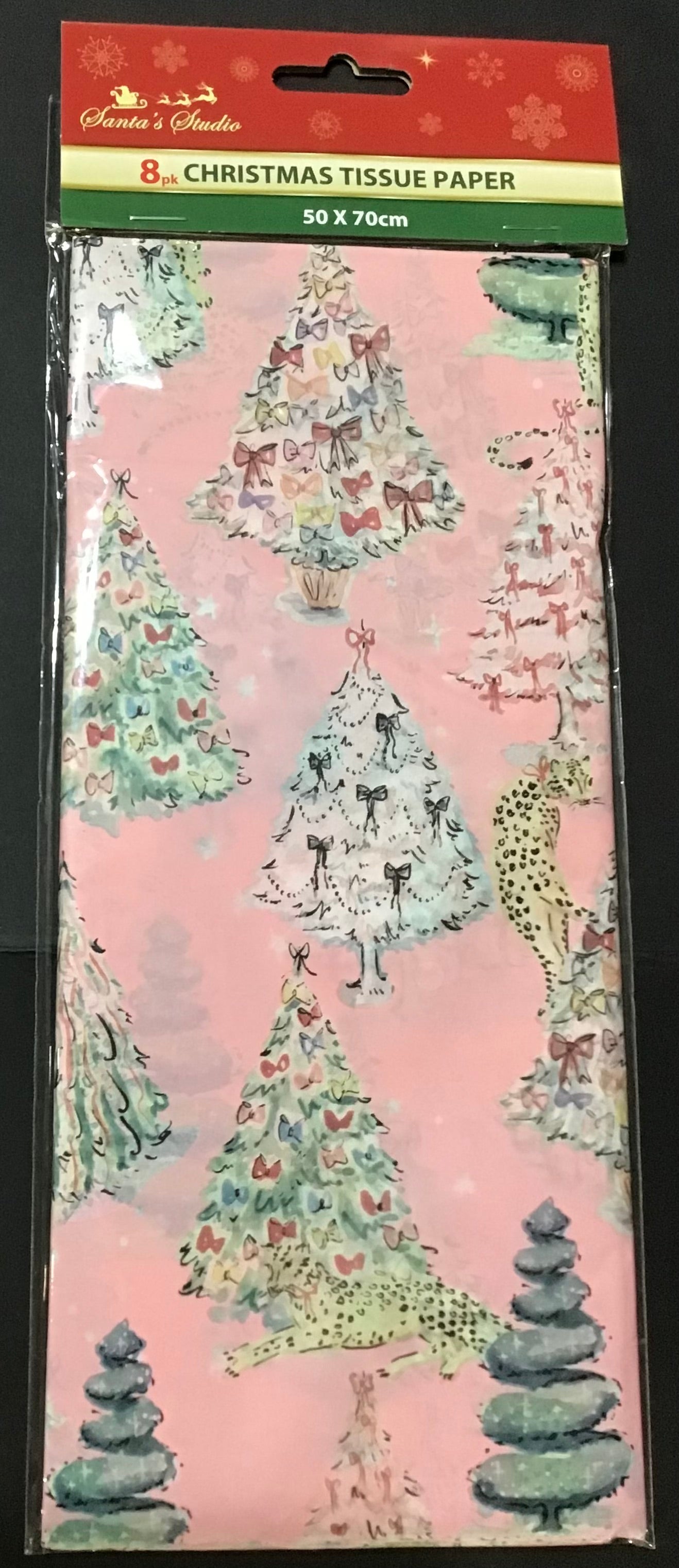 Tissue Paper - 8 Sheets - Christmas Tree Theme - 50cm x 70cm