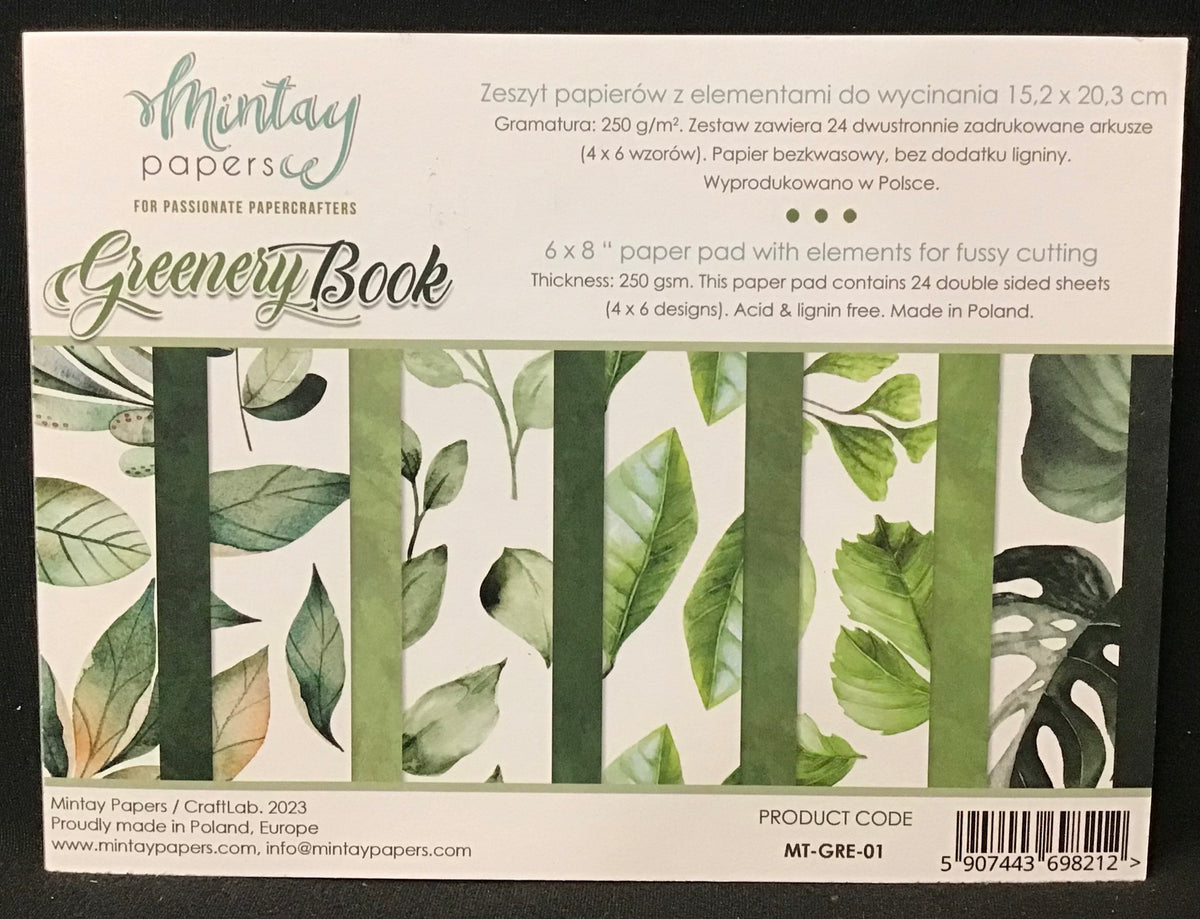 Greenery Book Paper Pad - 24x Double sided sheets - 20.3x15.2cm