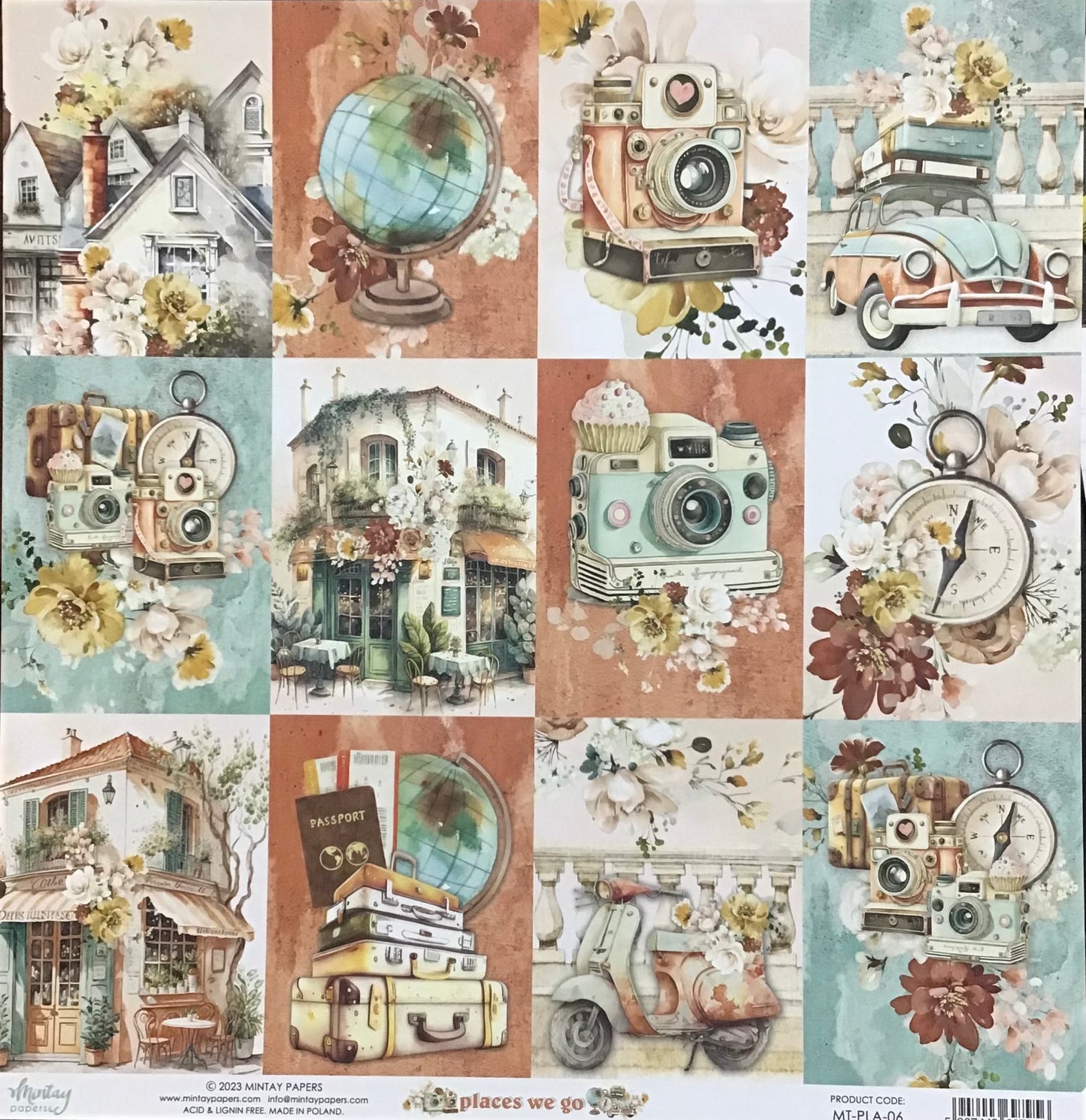 Places we go - 1x Double sided sheet - 30.5x30.5cm