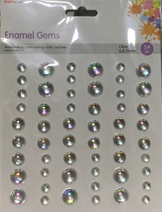 Enamel Gems - Clear Rainbow Iridescent- 6, 8 and 10mm - 54 pk