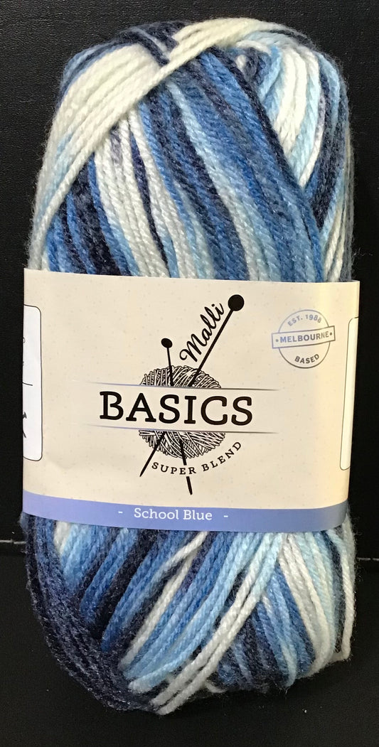 Malli Super Blend Knitting Yarn - 8 Ply -School Blue -100g -100% Acrylic