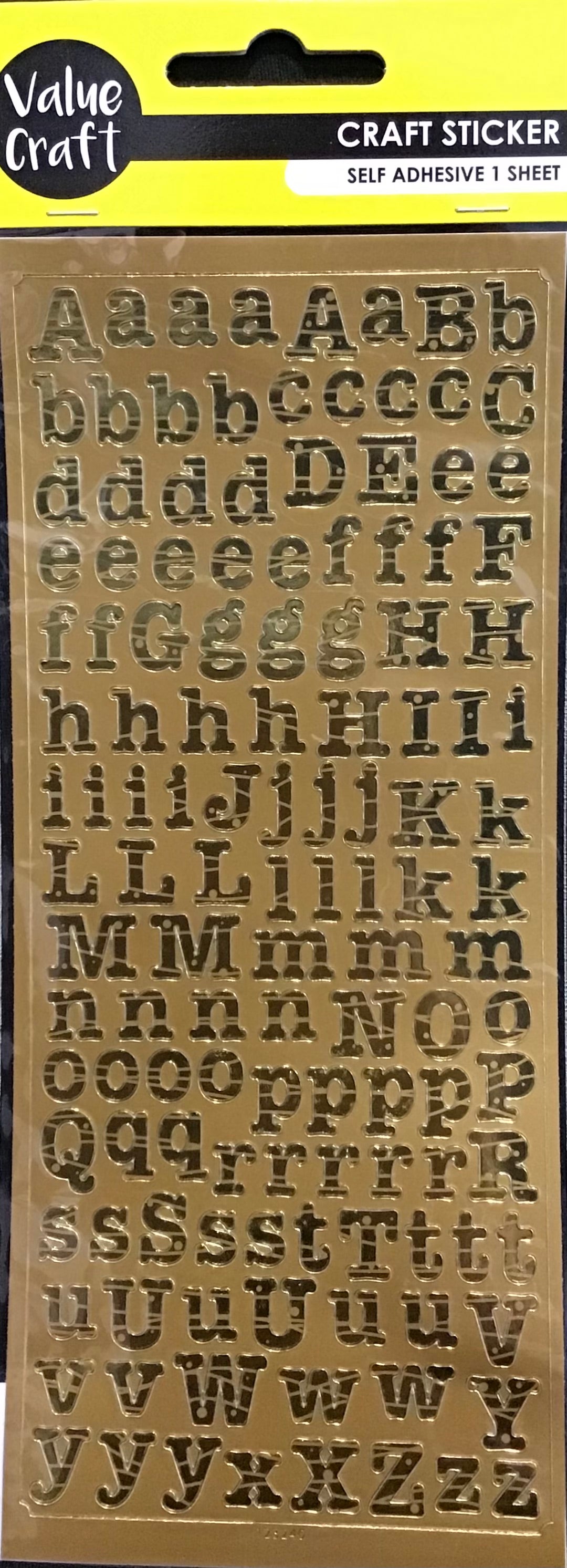 Alphabet Letters Craft Stickers - Gold - 1 sheet - 129pc