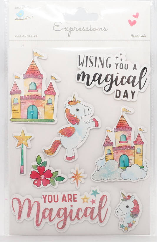 Little Birdie Handmade Embellishments Self/Adh - Unicorn Fairy Tale - 9 pc