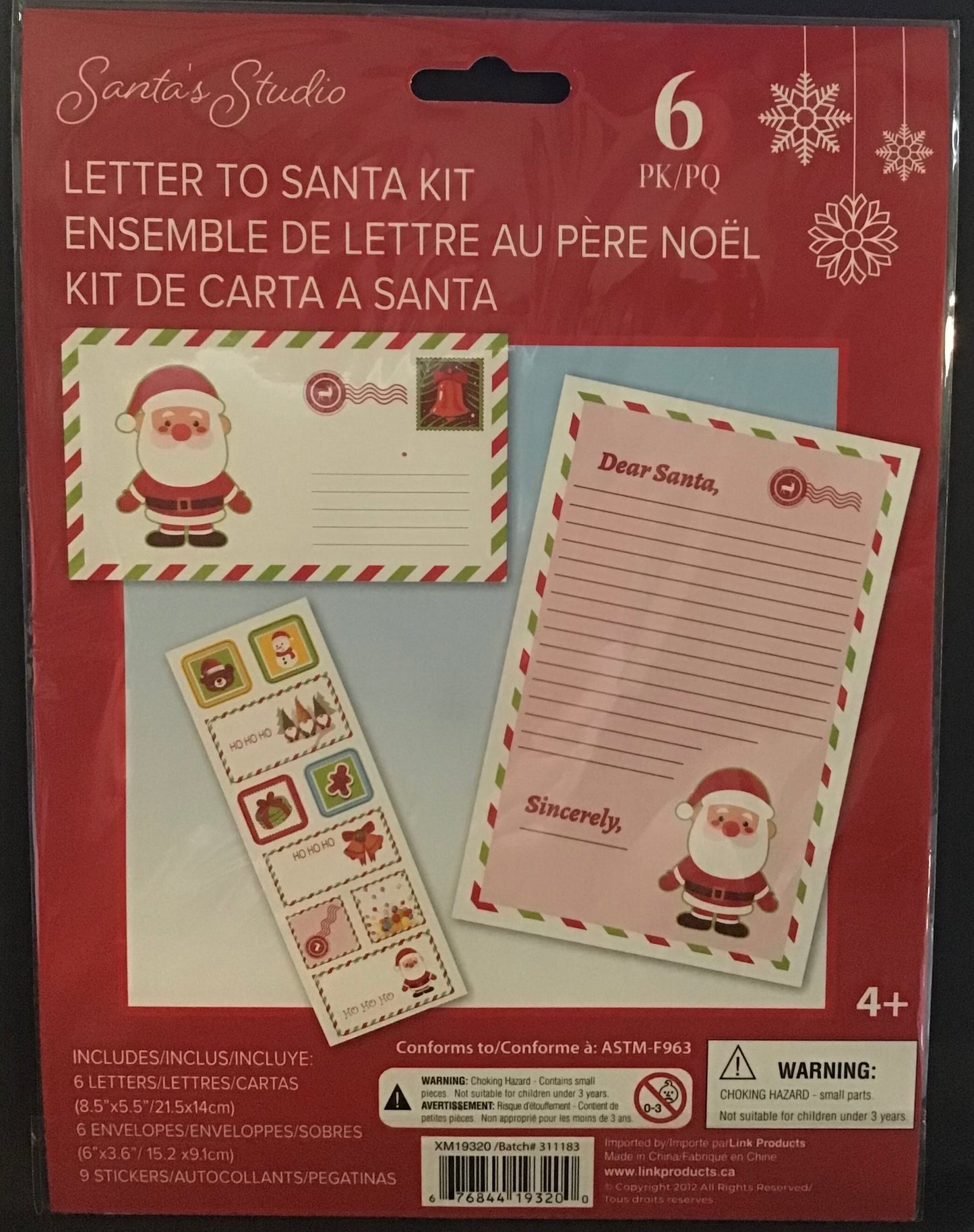 Letter to Santa Kit - 6 sets plus 1 sheet of stickers