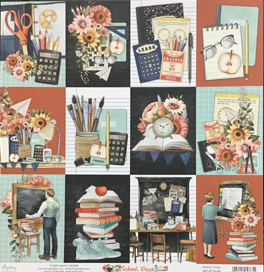 Mintay - School Days - 1x Double sided sheet - 30.5x30.5cm
