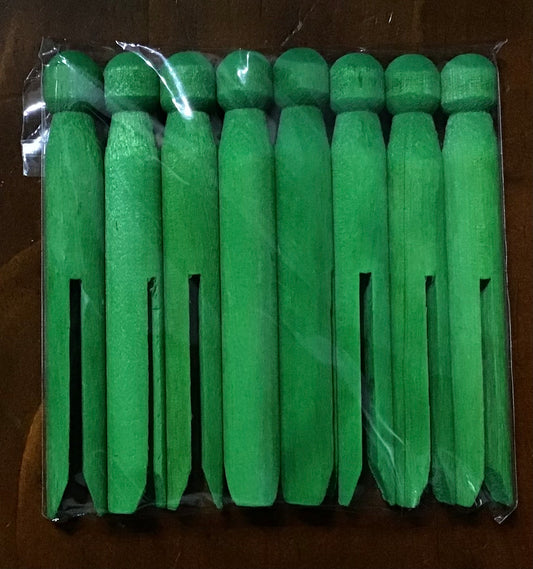 Wooden Dolly Pegs - Green - 8 pk
