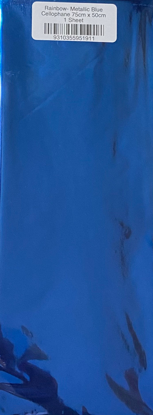 Metallic cellophane - Blue -1 sheet - 500x750mm