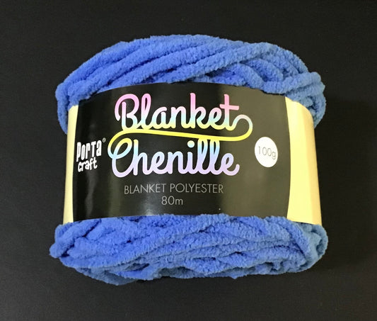 Blanket Chenille - Blanket Polyester Wool 80m - 100g - Solid Bright Blue