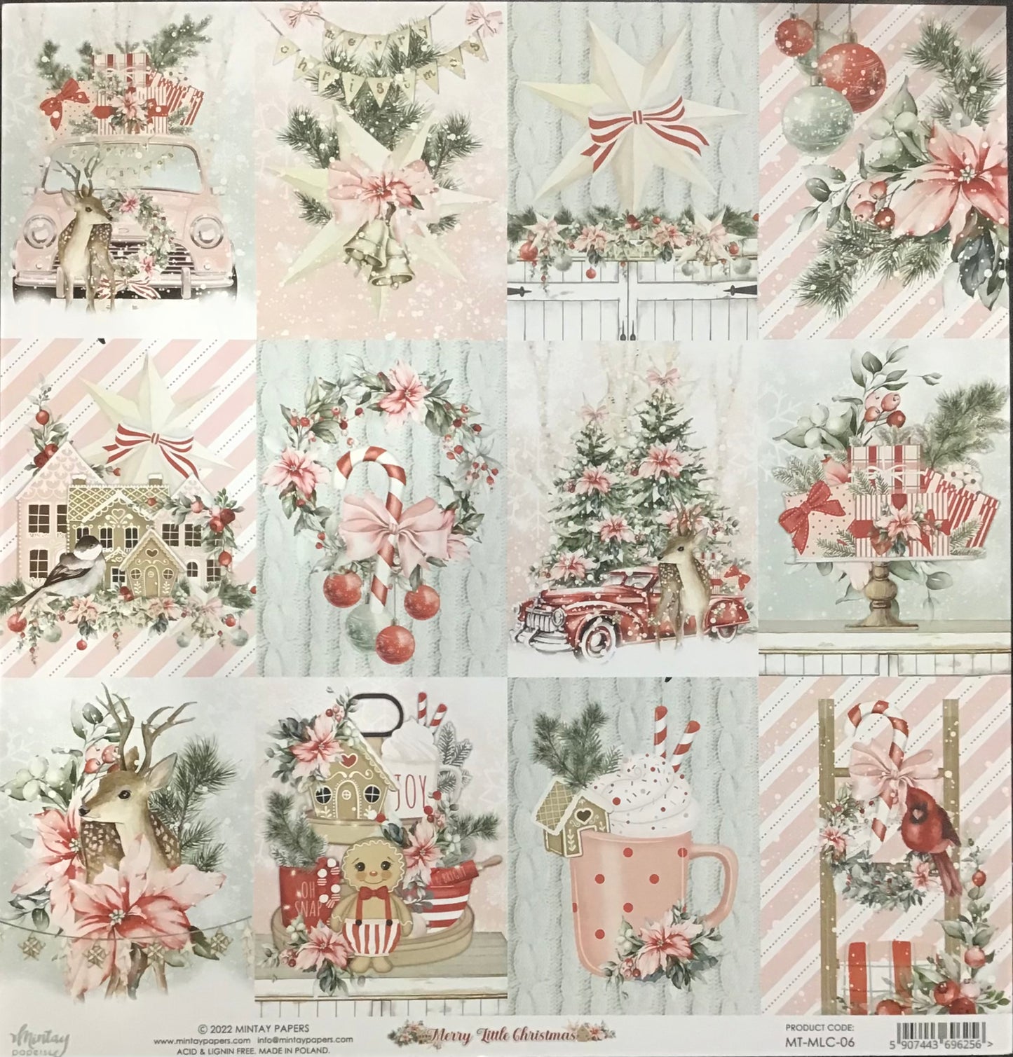 Mintay - Merry Little Christmas - 1x Double sided sheet - 30.5x30.5cm