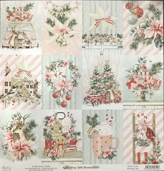 Mintay - Merry Little Christmas - 1x Double sided sheet - 30.5x30.5cm