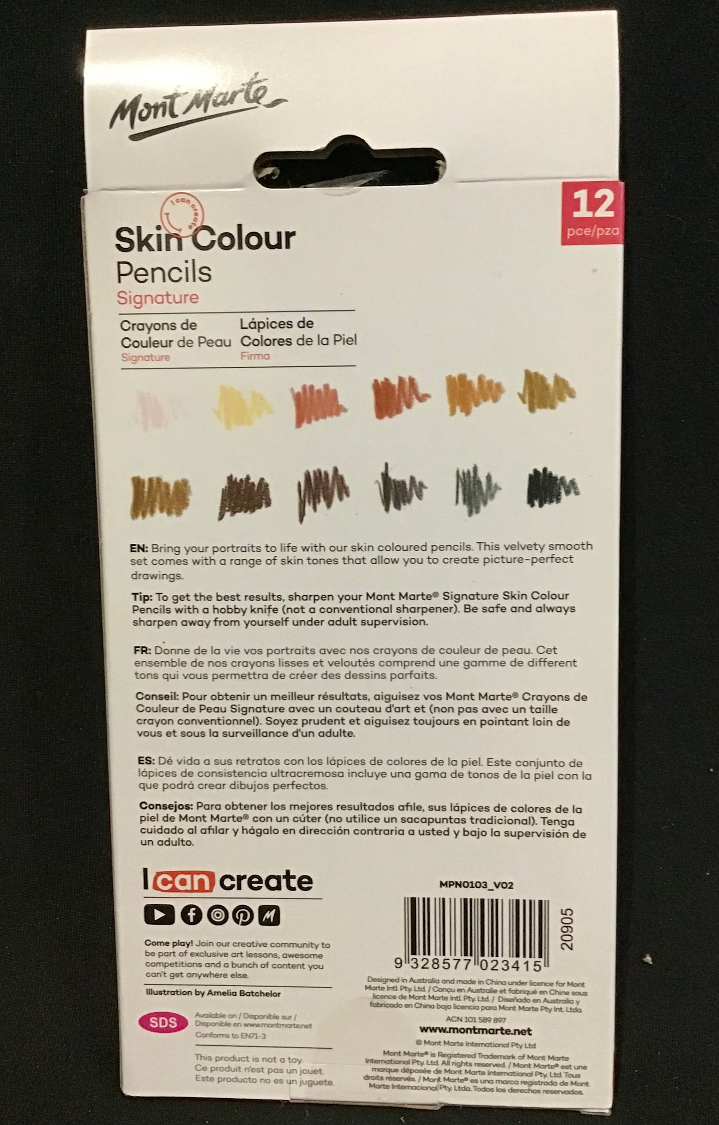 Mont Marte Skin Colour Pencils (Signature) - 12 pack