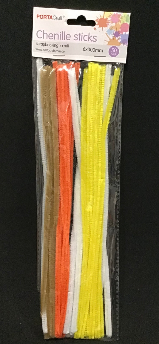 Pipe Cleaners 6mm - 5 Colour Autumn Mix - Pack of 50