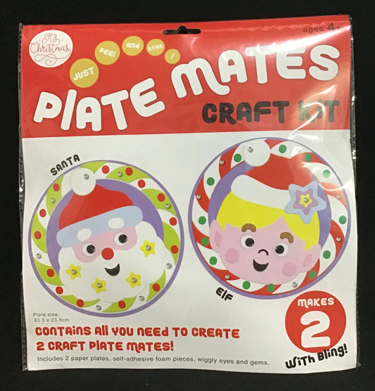 Plate Mates Craft Kit - Just Peel and Stick - Santa and Elf - Makes 2