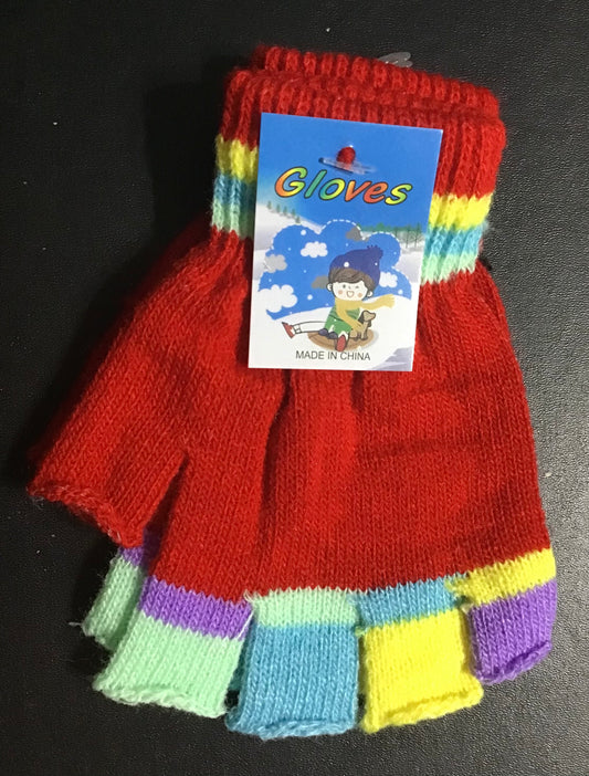 Kids Coloured Fingerless Gloves - Red -length approx. 13cm