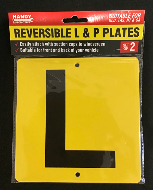 Reversible Suction Hook L and P Plates - NSW/SA/TAS/QLD/NT - 15x15cm - Pack of 2