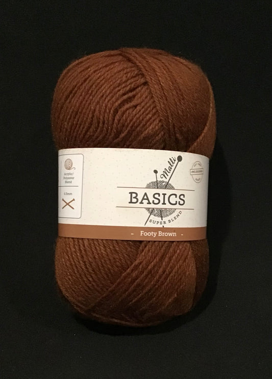 Malli Basics Super Blend Yarn - 4 Ply - Footy Brown - 100g - 100% Acrylic