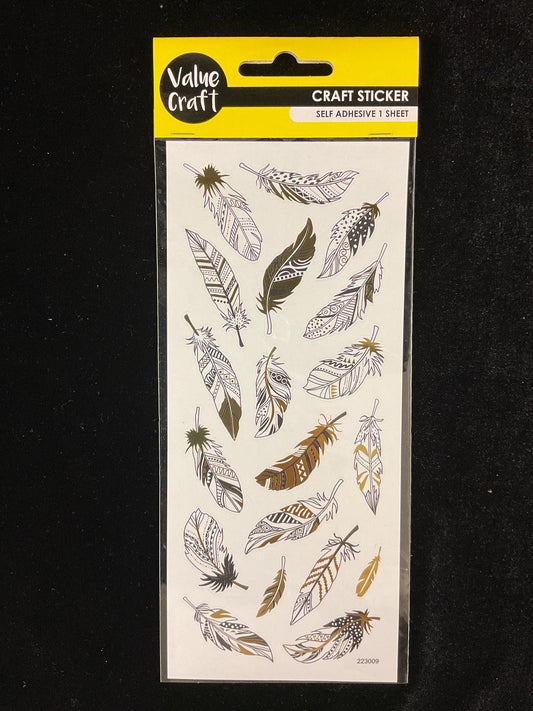 Creative Stickers - Gold and Silver Feathers - 19 pk