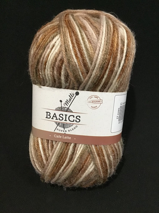 Malli Basics Super Blend Yarn -4 Ply -Cafe Latte (Multi) -100g -100% Acrylic