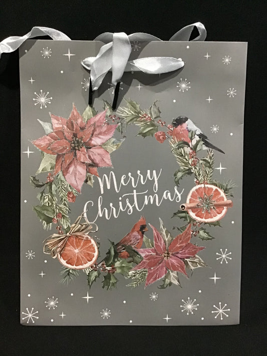Christmas Gift Bag - Christmas Wreath - 23x18x8