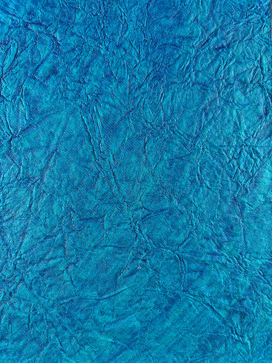 Handmade Paper A4 - 1 x Scrunch Design - Cyan Blue