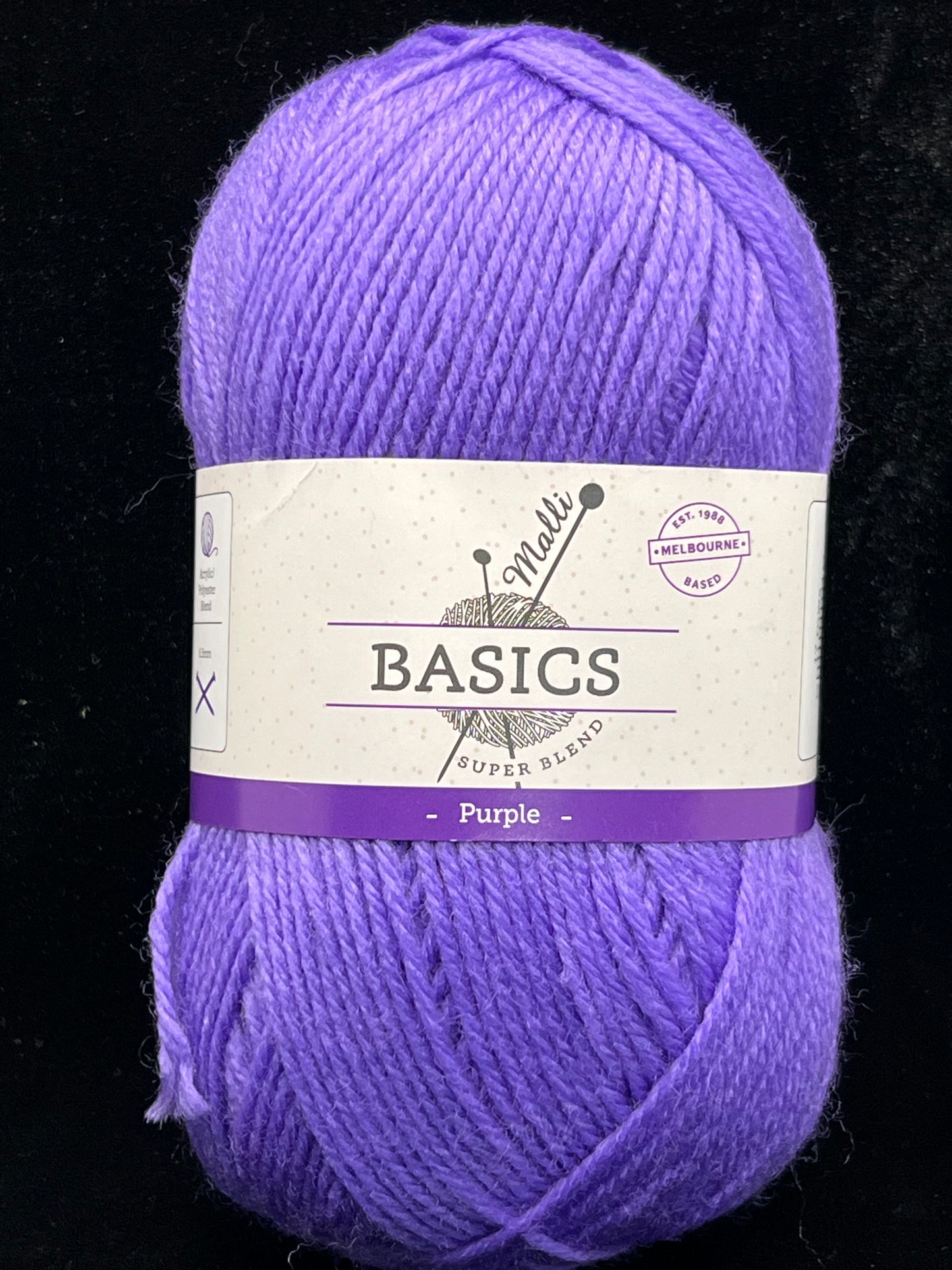 Malli Basics Super Blend Yarn - 8/4 Ply - Purple - 100g - 100% Acrylic/Polyester