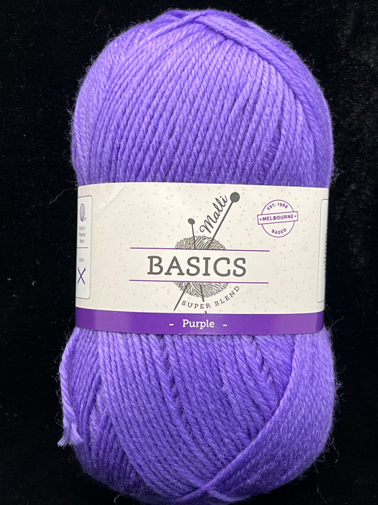 Malli Basics Super Blend Yarn - 8/4 Ply - Purple - 100g - 100% Acrylic/Polyester