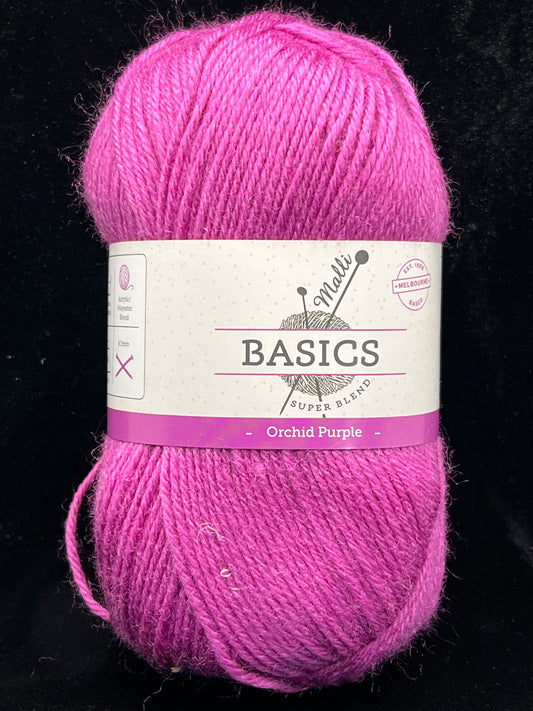 Malli Basics Super Blend Yarn- 8/4 Ply -Orchid Purple-100g -100% Acryl/Poly