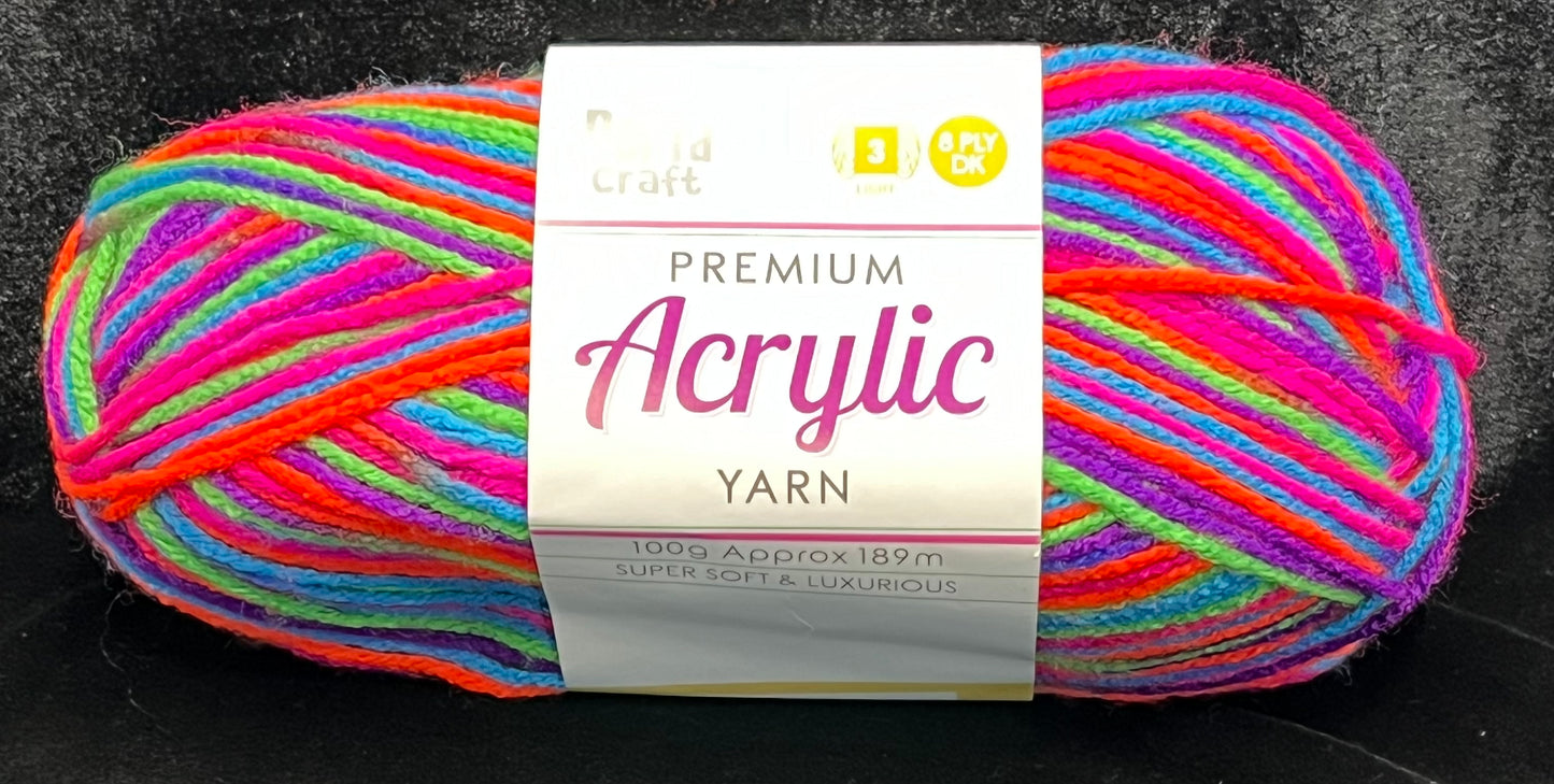 Porta Craft Yarn - 8 Ply - Multi Hyper - 100g - 100% Acrylic