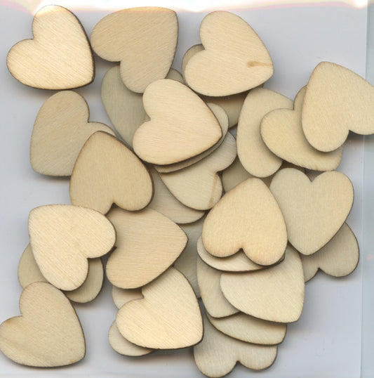 Wooden Hearts - 30 pack - 22mm approx.