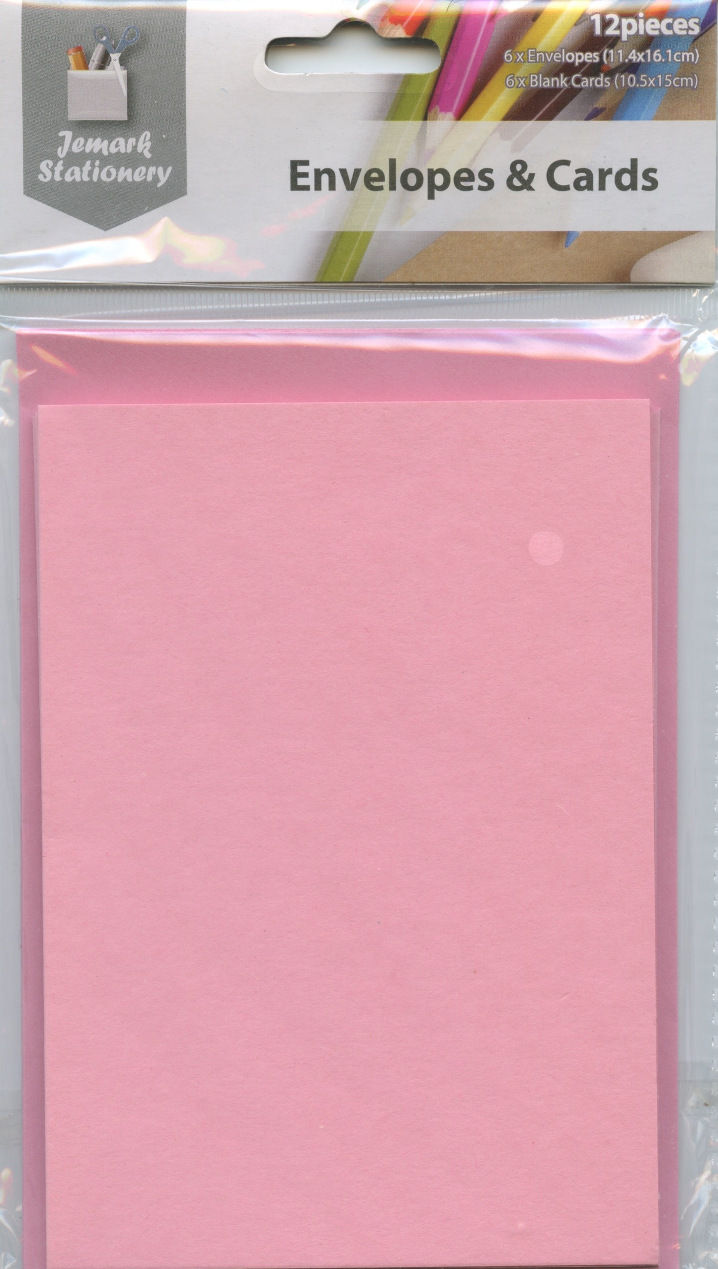 Envelopes and Cards C6 - 6 sets - 12 pieces- Pink