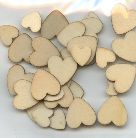 Wooden Hearts - 2 Sizes - 30 pack