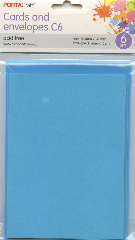 Porta Craft Cards and Envelopes C6 - 6 Sets - Blue