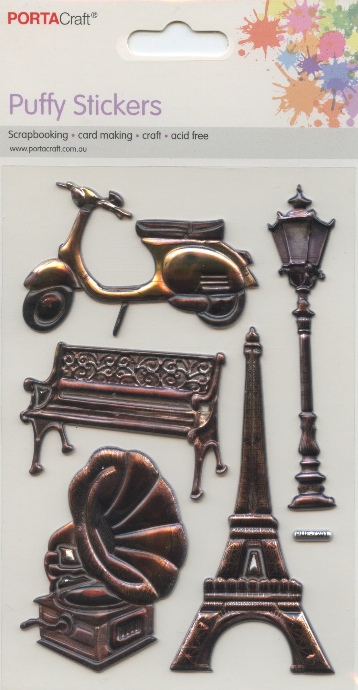 Puffy Stickers - Vintage France- 5 pk