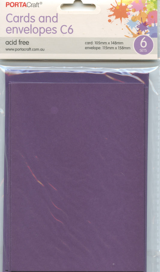 Porta Craft Cards and Envelopes C6 - 6 Sets - Purple