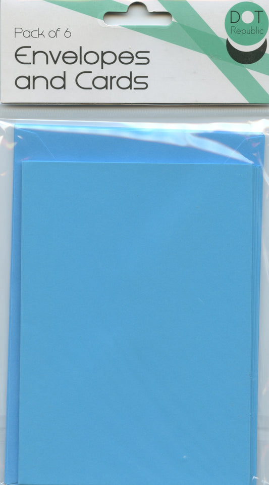 Envelopes and Cards C6 - 6 sets - 12 pieces- Cyan Blue