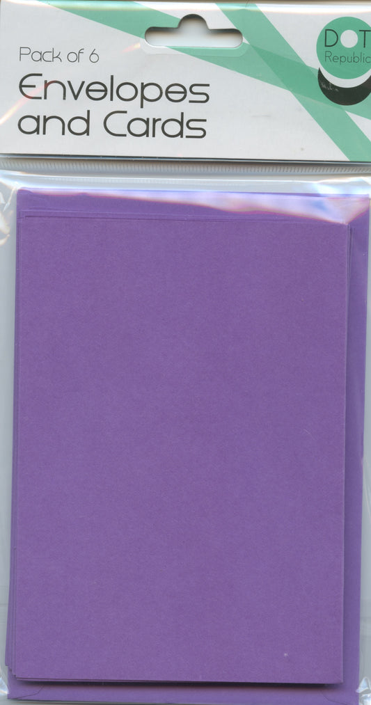 Envelopes and Cards C6 - 6 sets - 12 pieces- Purple