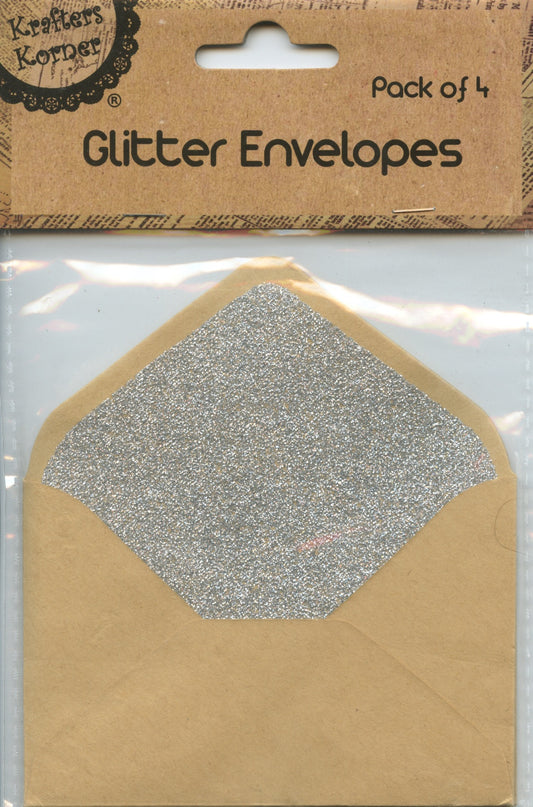 Glitter Envelopes Pack of 4- Silver