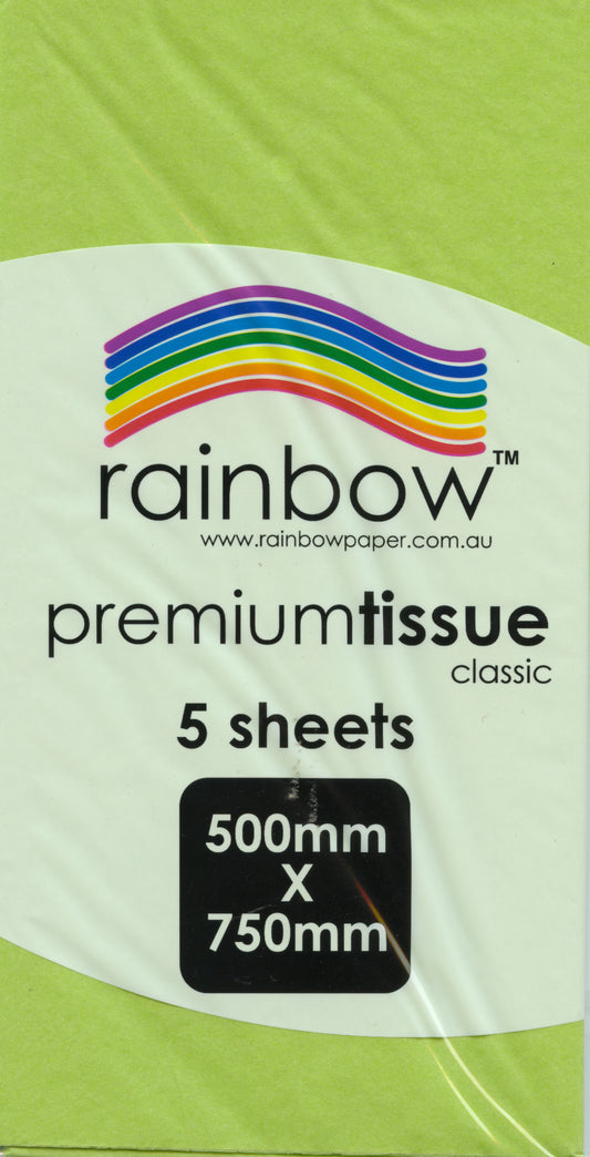 Premium Tissue Paper Classic - Light Green - 5 Pack - 750mm x 500mm