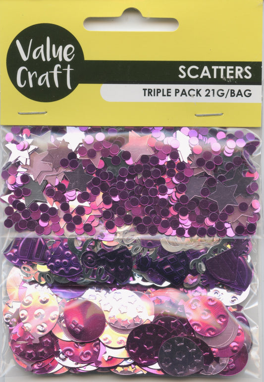 Scatters Party-Triple Pack -Metallic Pink/Mauve/Purple -21g -Assorted